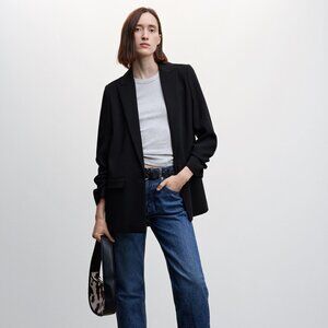 MANGO Flowy suit blazer with gathered sleeves